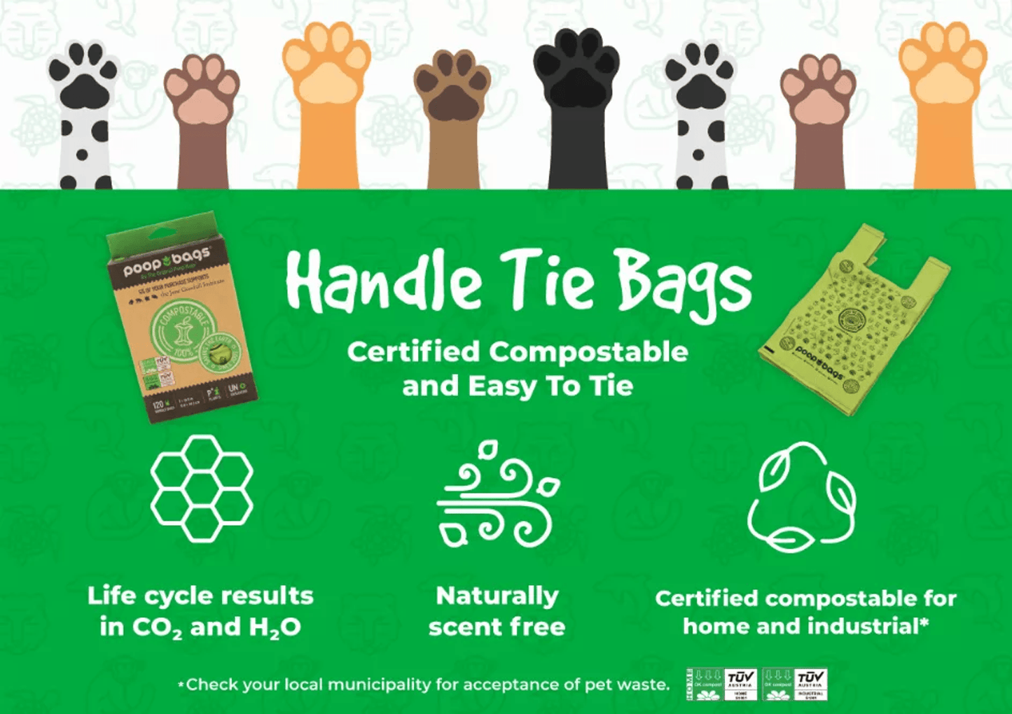Eco-Friendly Compostable Handle Tie Dog Waste Bags