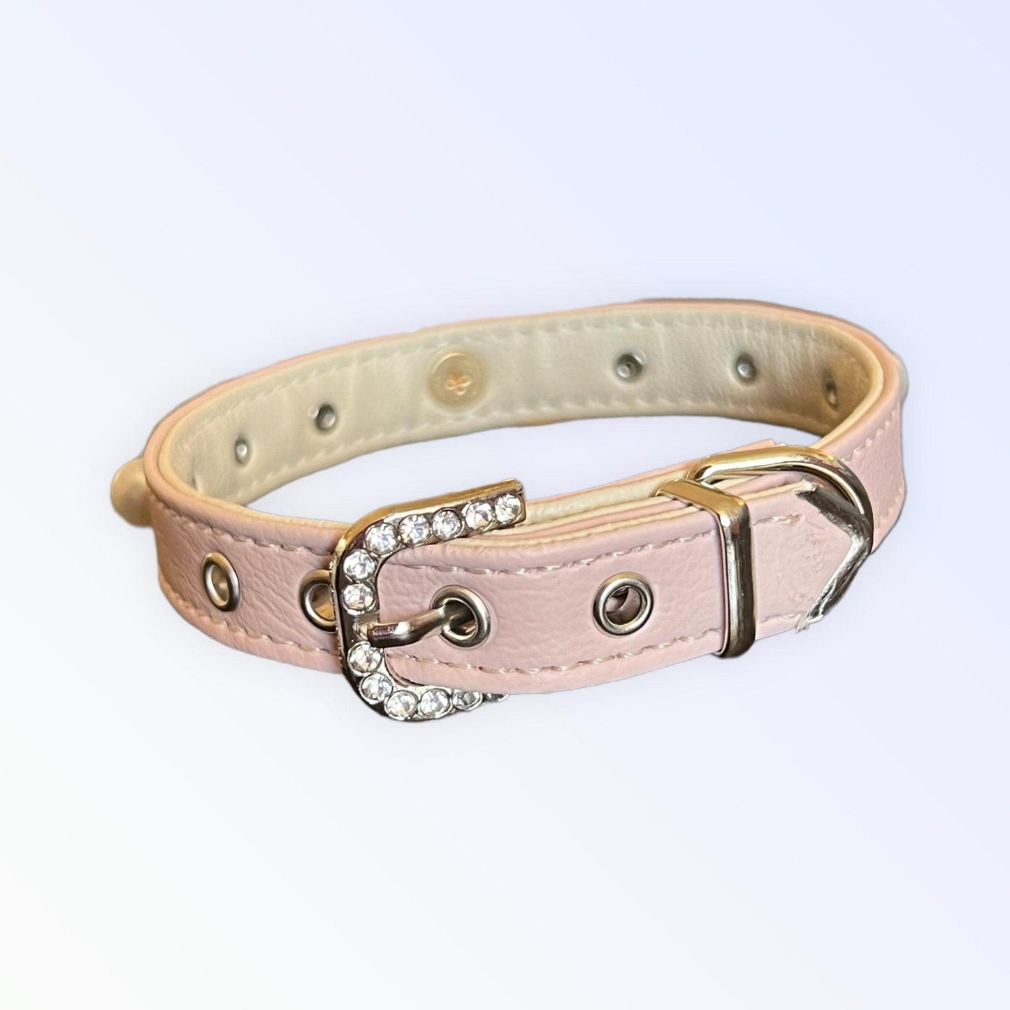 Chic Pearl and Bow Dog Collar in Vegan Leather