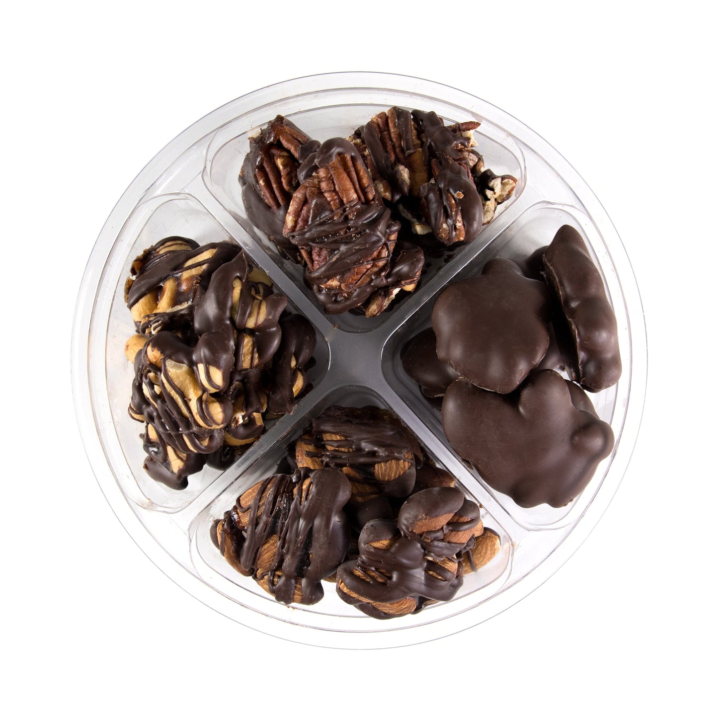 Chocolate Caramel Nut Clusters, Dairy Free, Kosher.