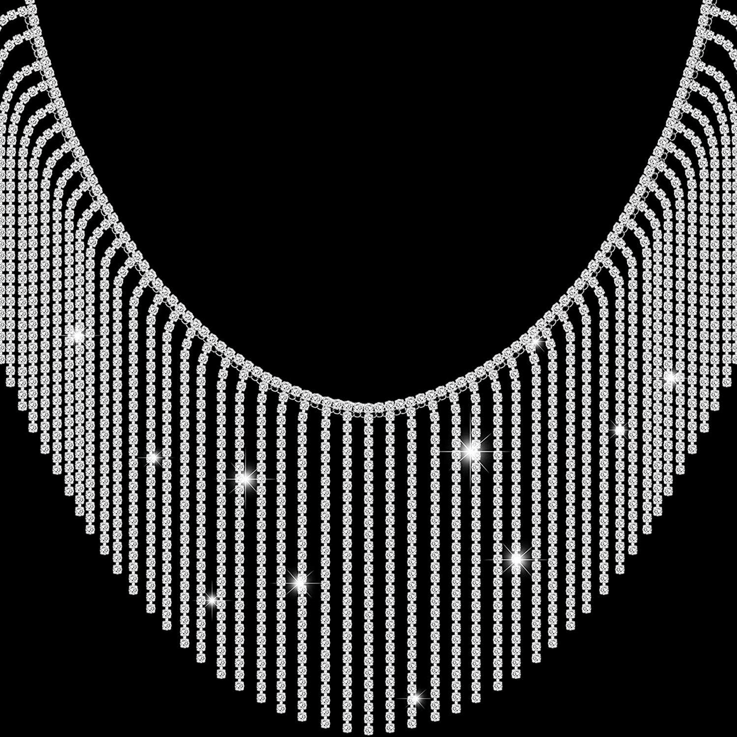 Starlet Vegan Leather Collar with Crystal Fringe and Pearl Tassels