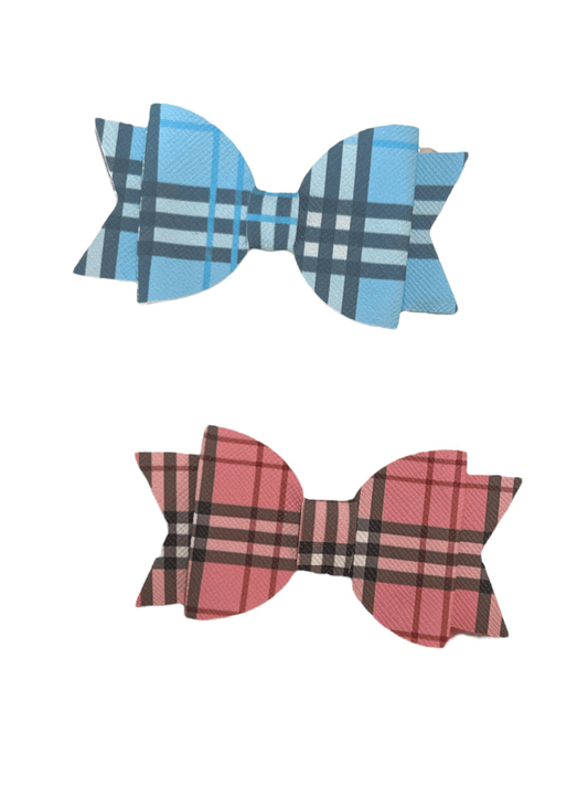 Plaid Vegan Leatherette Dog Hair Barrette with Alligator Clip