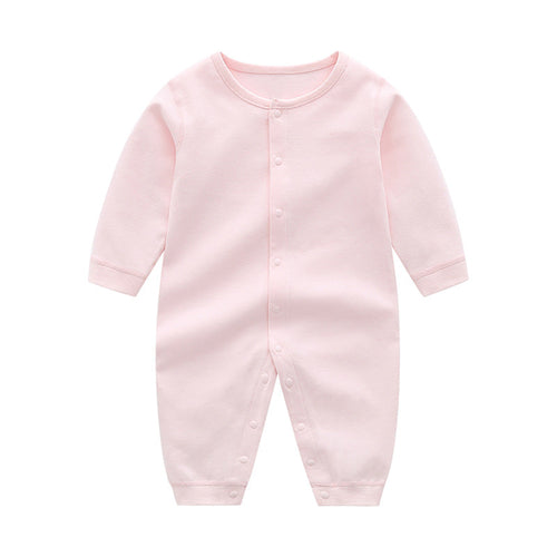 Baby Solid Color Full Button Front Design Organic Cotton Jumpsuit