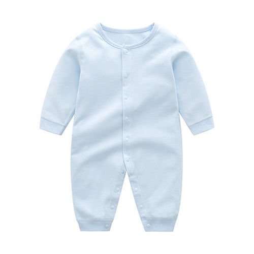 Baby Solid Color Full Button Front Design Organic Cotton Jumpsuit