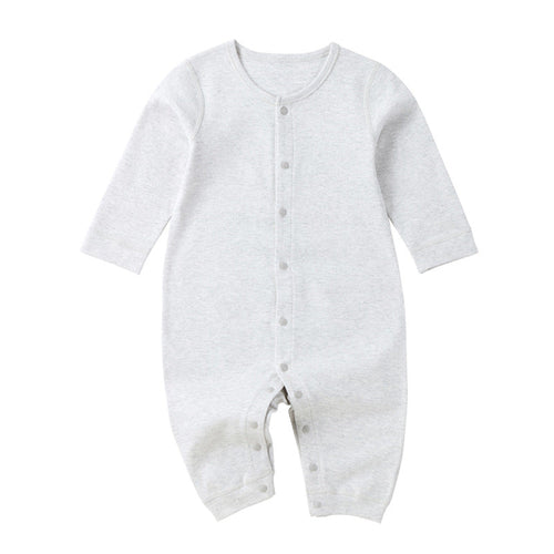 Baby Solid Color Full Button Front Design Organic Cotton Jumpsuit