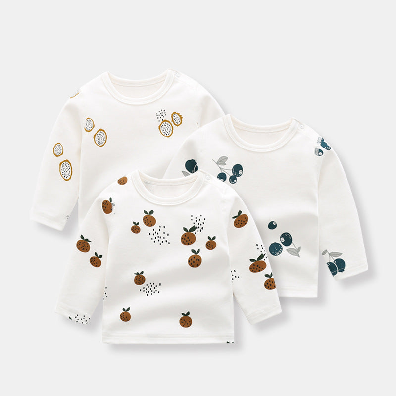 Baby Allover Fruit Graphic 100% Pure Organic Cotton Side Snap Button