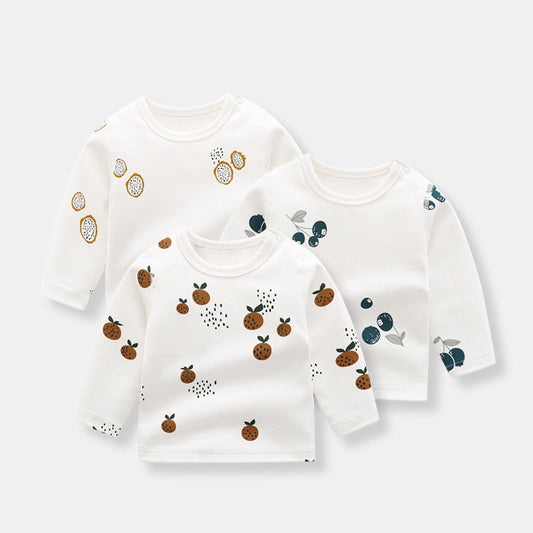 Baby Allover Fruit Graphic 100% Pure Organic Cotton Side Snap Button